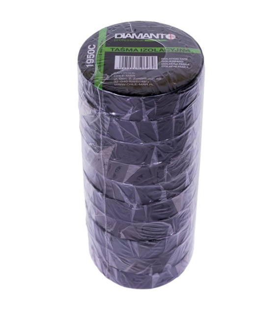 Taśma PCV 19mmx20m czarna 10szt DIAMANTO