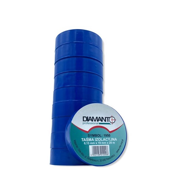 Taśma PCV 19mmx20m niebieska 10szt DIAMANTO