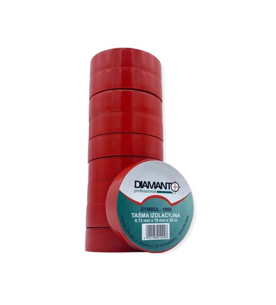 Taśma PCV 19mmx20m czerwona 10szt DIAMANTO
