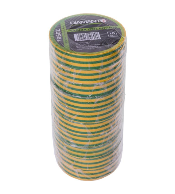 Taśma PCV 19mmx20m żółto-zielona 10szt DIAMANTO