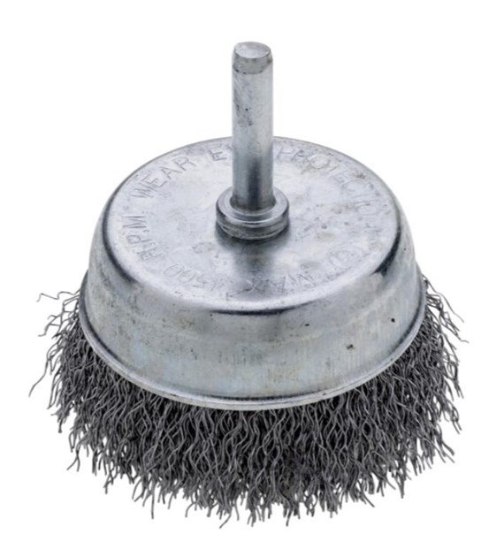 Szczotka druciana doczołowa 70 mm, trzpień 6 mm