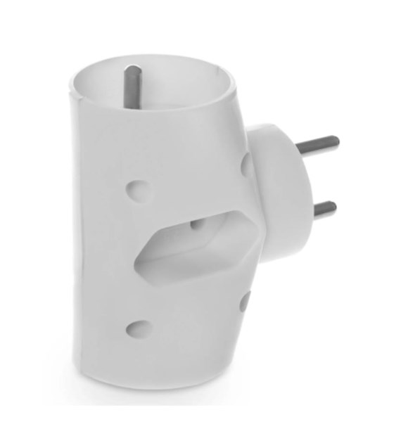 Elektryczny rozgałęźnik 3GN 2 okrągłe z uziemieniem+1 płaskie (złodziejka) R-21