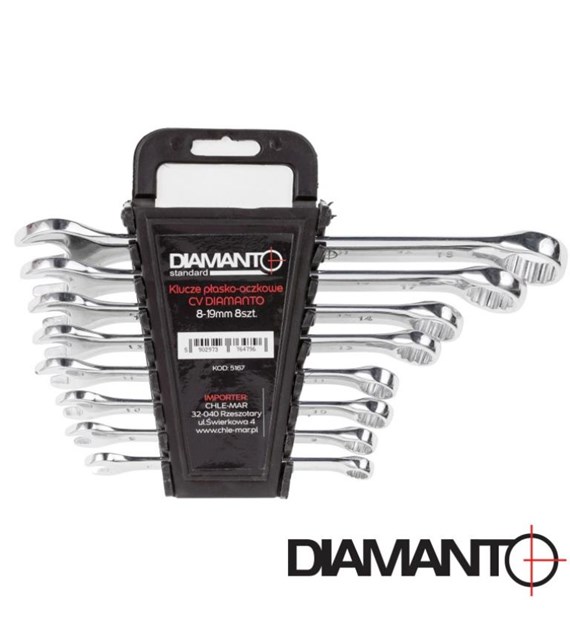 Klucze płasko - oczkowe CV 8 - 19 mm 8szt. DIAMANTO