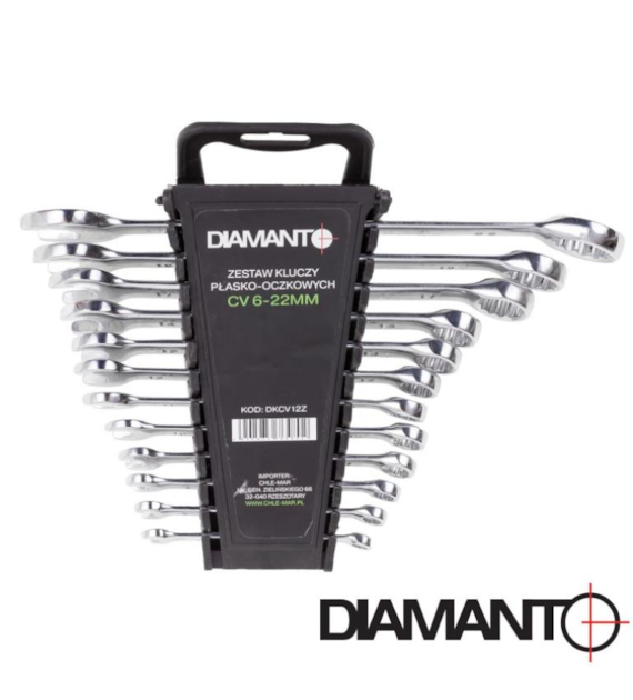 Klucze płasko - oczkowe CV 6 - 22mm 12szt. DIAMANTO