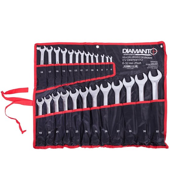 Klucze płasko - oczkowe CV 6 - 32mm 25szt. DIAMANTO