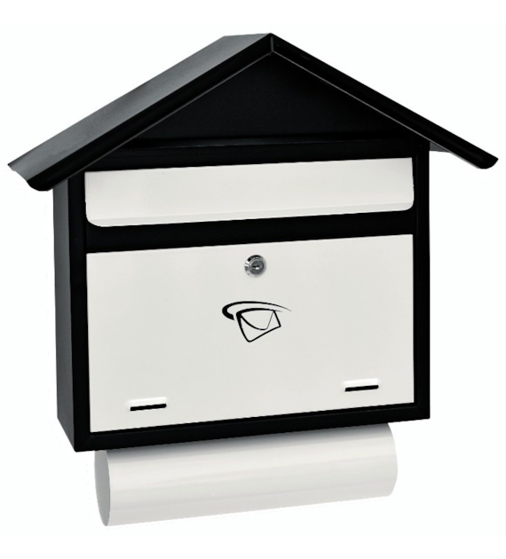 Skrzynka na listy domek prosty z tubą 460x400x75mm (czarno-biała)