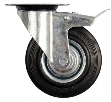 Kółko uniwersalne obrotowe z hamulcem 200mm guma czarna DIAMANTO