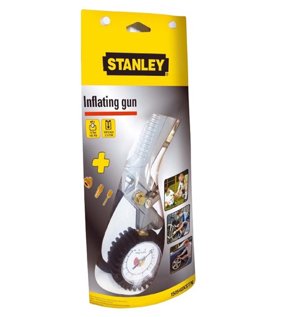 STANLEY Pistolet do pompowania z manometrem plus 3 dysze