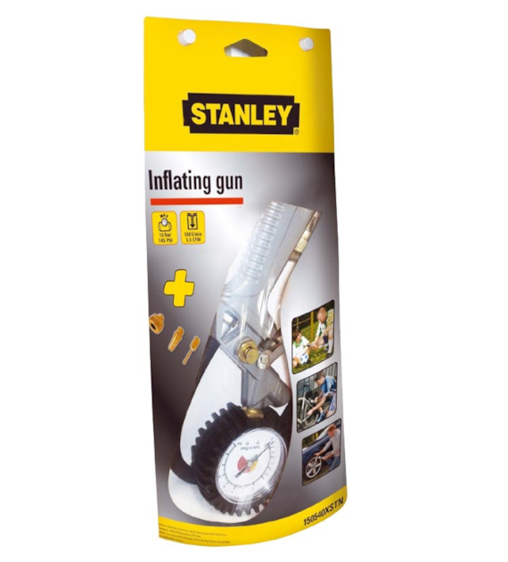 STANLEY Pistolet do pompowania z manometrem plus 3 dysze