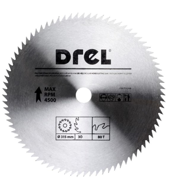 Piła tarczowa DREL CV do drewna 315 x 30 mm 80T