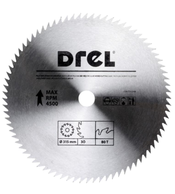 Piła tarczowa DREL CV do drewna 315 x 30 mm 80T