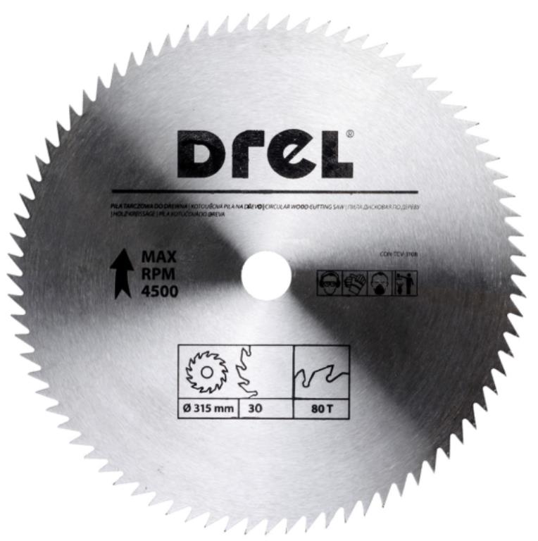 Piła tarczowa DREL CV do drewna 315 x 30 mm 80T