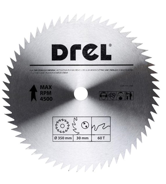 Piła tarczowa DREL CV do drewna 350 x 30 mm 60T