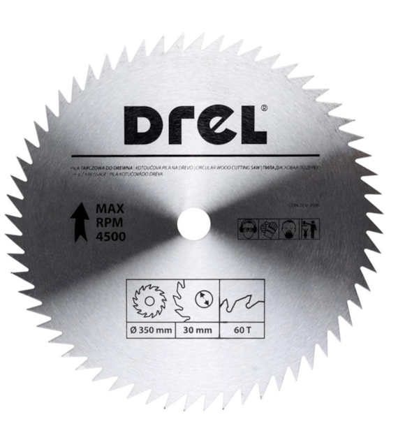 Piła tarczowa DREL CV do drewna 350 x 30 mm 60T