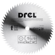 Piła tarczowa DREL CV do drewna 400 x 30 mm 60T