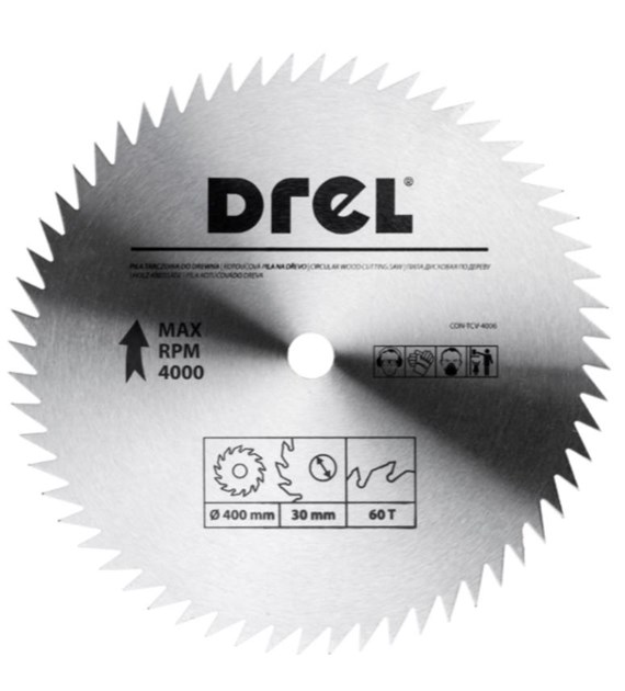 Piła tarczowa DREL CV do drewna 400 x 30 mm 60T