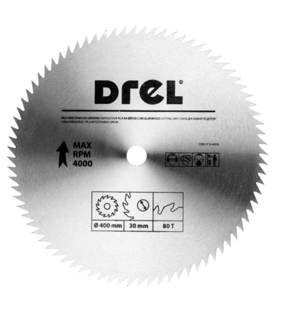 Piła tarczowa DREL CV do drewna 400 x 30 mm 80T