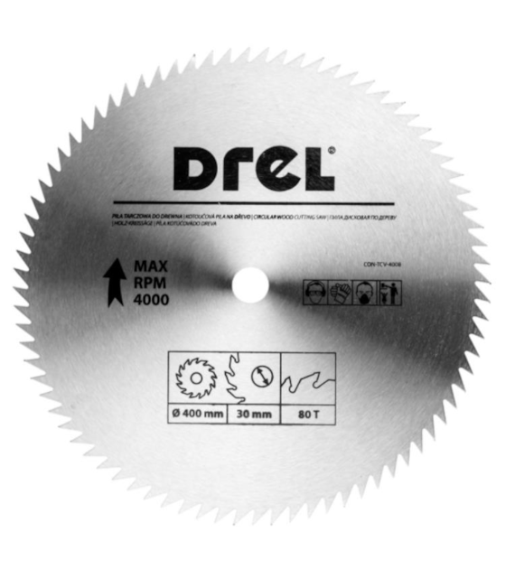 Piła tarczowa DREL CV do drewna 400 x 30 mm 80T