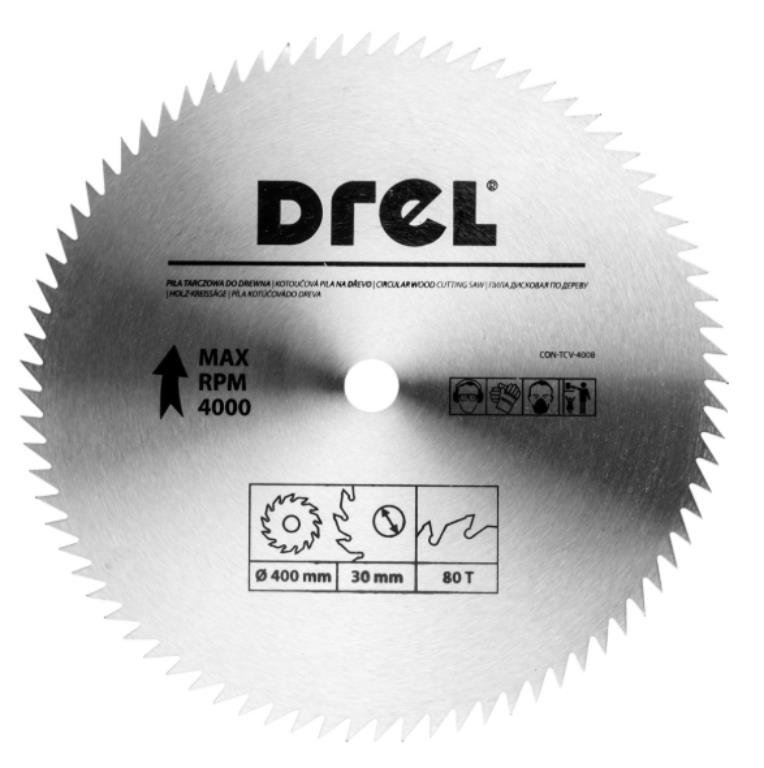 Piła tarczowa DREL CV do drewna 400 x 30 mm 80T