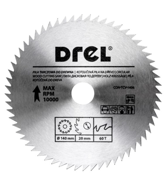 Piła tarczowa DREL CV do drewna 140 x 20 mm 60T