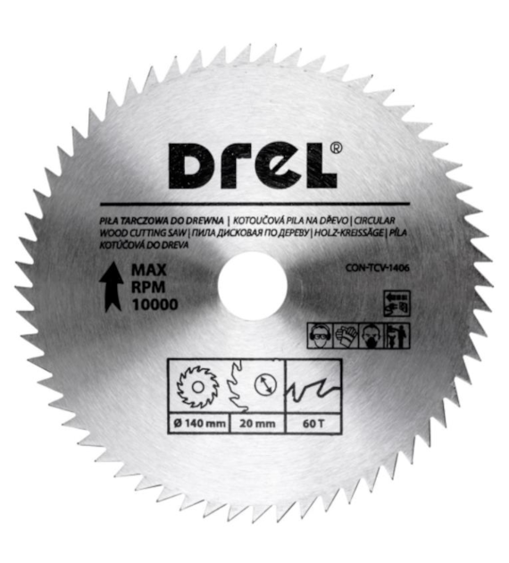 Piła tarczowa DREL CV do drewna 140 x 20 mm 60T