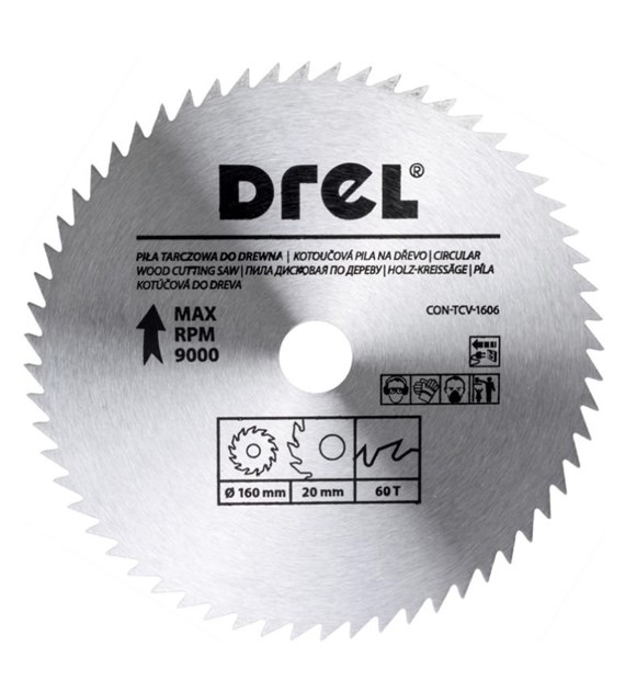 Piła tarczowa DREL CV do drewna 160 x 20 mm 60T