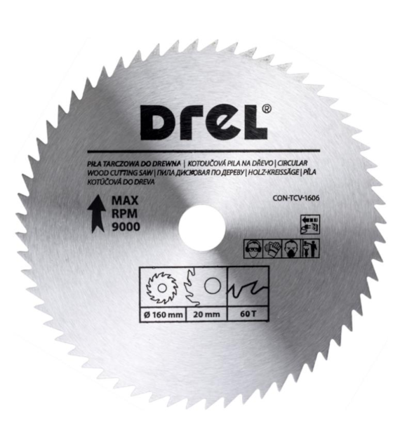 Piła tarczowa DREL CV do drewna 160 x 20 mm 60T