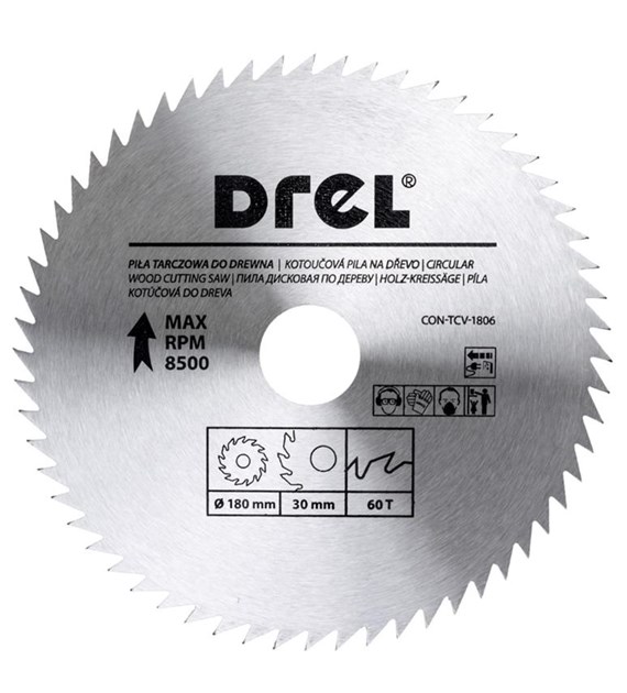 Piła tarczowa DREL CV do drewna 180 x 30 mm 60T