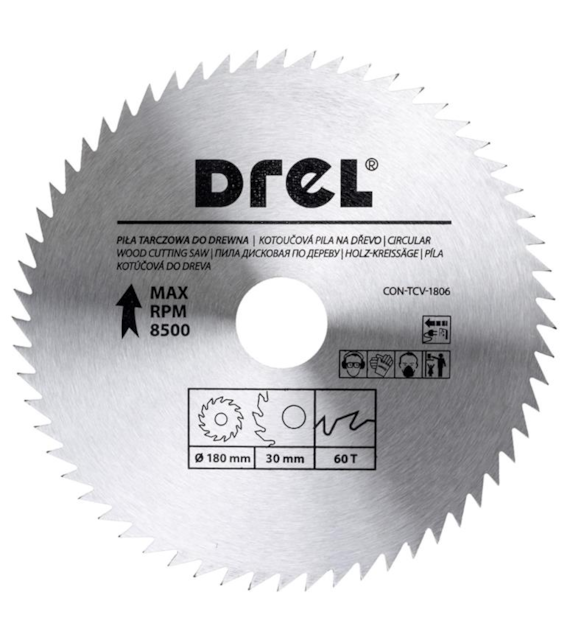 Piła tarczowa DREL CV do drewna 180 x 30 mm 60T