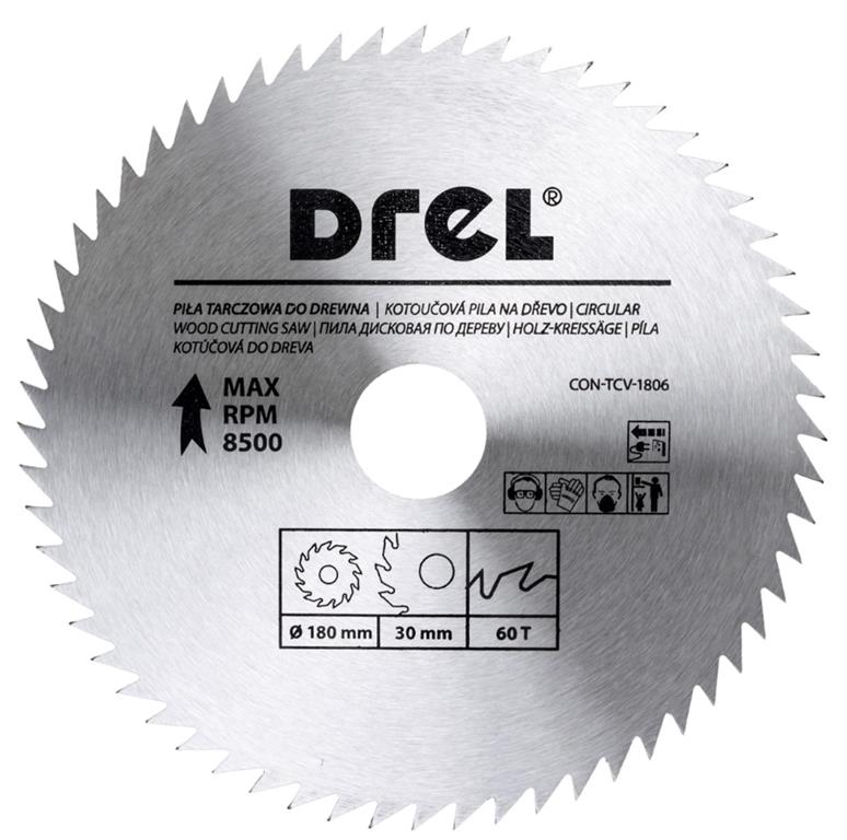 Piła tarczowa DREL CV do drewna 180 x 30 mm 60T
