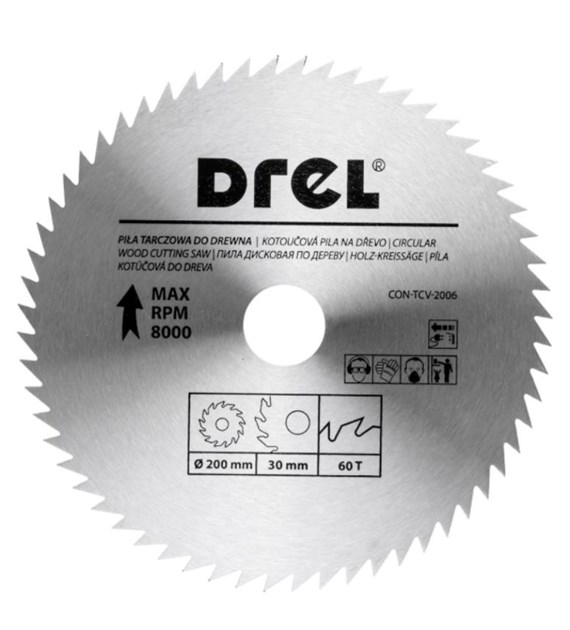 Piła tarczowa DREL CV do drewna 200 x 30 mm 60T