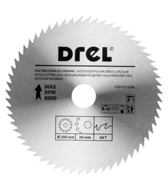 Piła tarczowa DREL CV do drewna 200 x 30 mm 60T