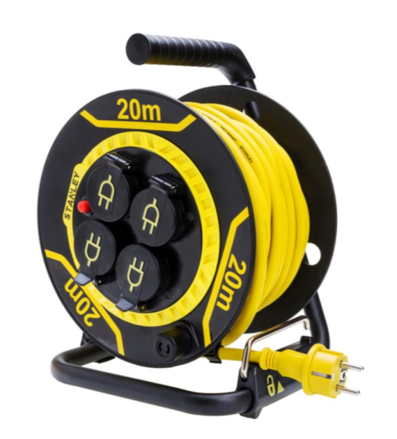STANLEY Przedłużacz bębenowy 4 gniazda przewód 20m stopień ochrony IP44