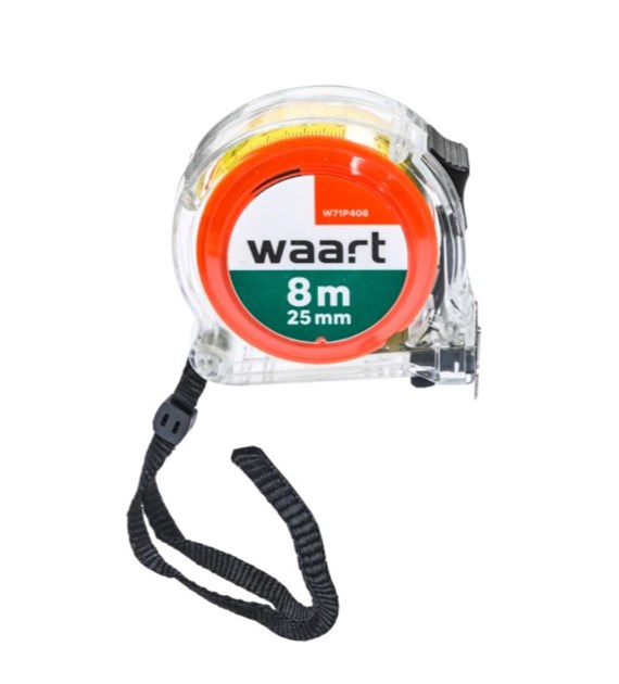 WAART Miara zwijana stalowa 8 m 25 mm przeźroczysta obudowa