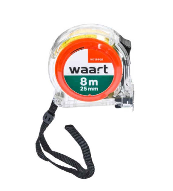 WAART Miara zwijana stalowa 8 m 25 mm przeźroczysta obudowa