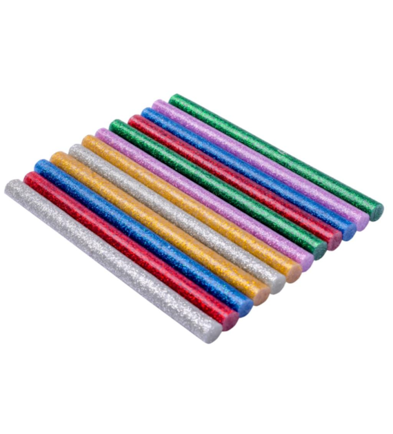 Zestaw wkładów klejowych brokatowych 7,4 mm x 100 mm sześć kolorów 12 szt.