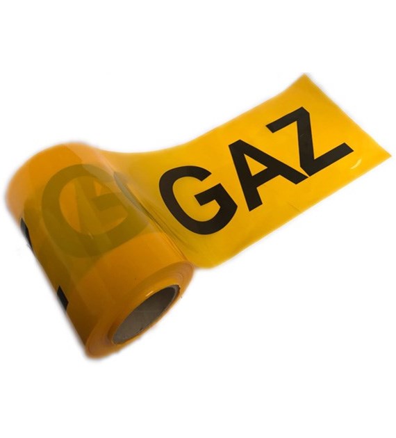 Taśma ostrzegawcza żółta GAZ 20cm x 100m