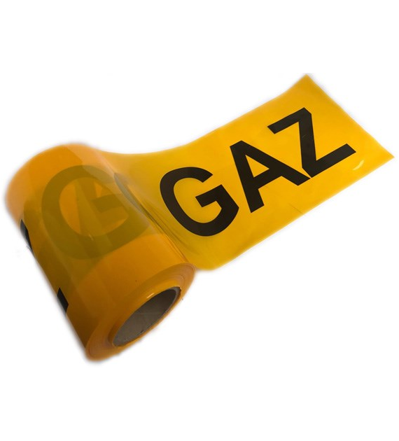 Taśma ostrzegawcza żółta GAZ 20cm x 100m