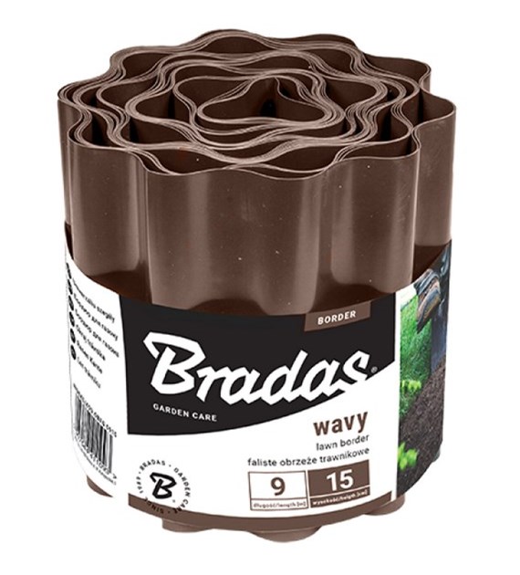 Obrzeże faliste trawnikowe 9m x 10cm, brązowe