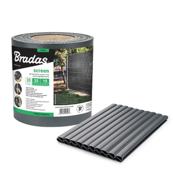 Taśma ogrodzeniowa 19cmx35m + klipsy 20szt, szara