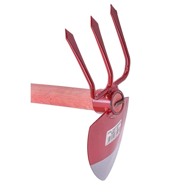 Motyczka CZERWONA oprawna sercowa+widełki 102mm