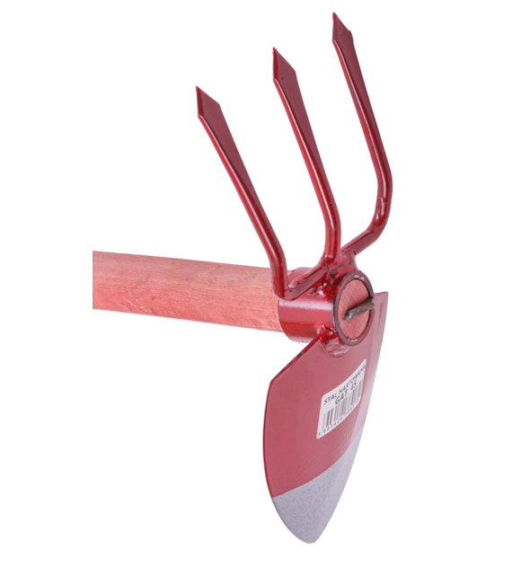 Motyczka CZERWONA oprawna sercowa+widełki 102mm