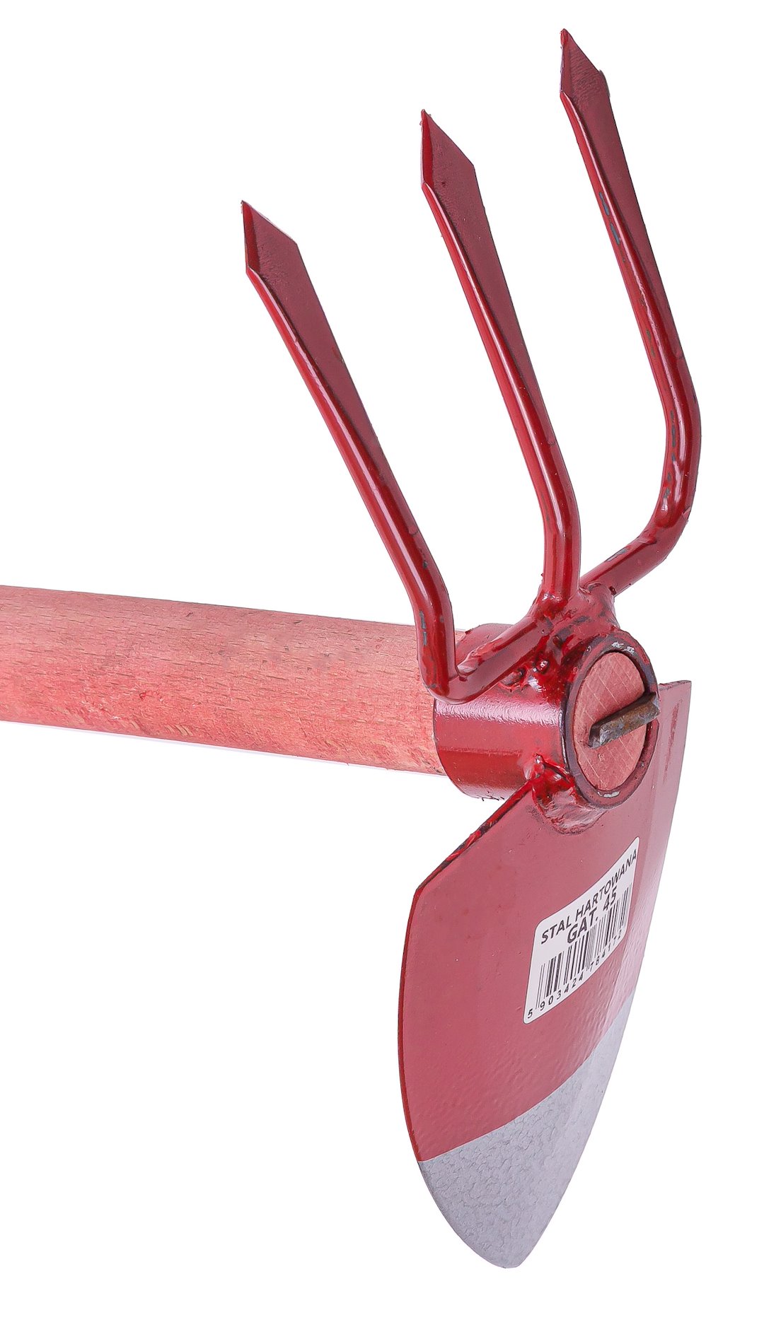 Motyczka CZERWONA oprawna sercowa+widełki 102mm