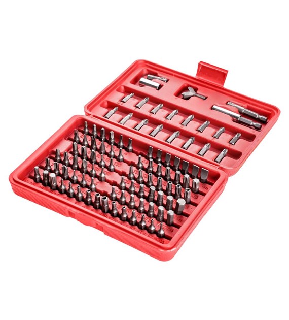 Zestaw końcówek wkrętakowych z uchwytem magnetycznym CrV 100 szt