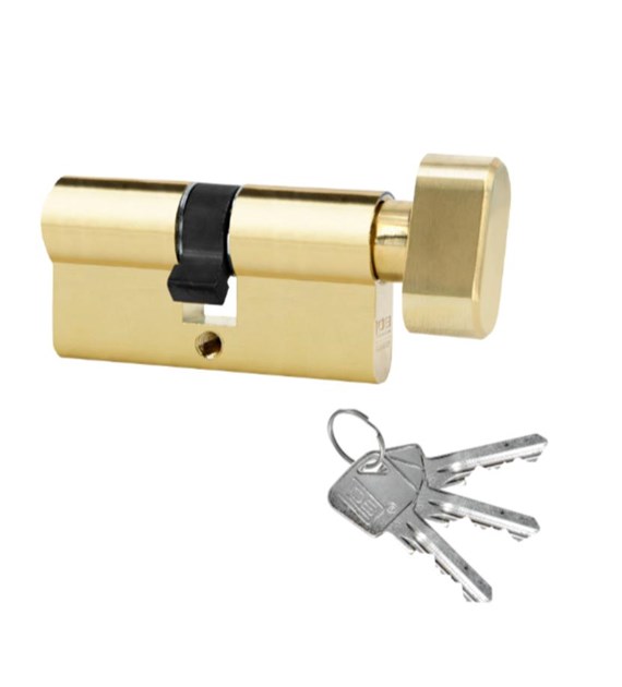 Wkładka drzwiowa LOB z gałką 45/50mm mosiądz