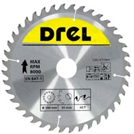 Piła tarczowa DREL CV do drewna ze spiekiem 190 x 30 mm 40T