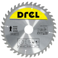 Piła tarczowa DREL CV do drewna ze spiekiem 190 x 30 mm 40T