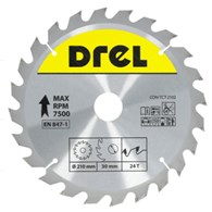 Piła tarczowa DREL CV do drewna ze spiekiem 210 x 30 mm 24T