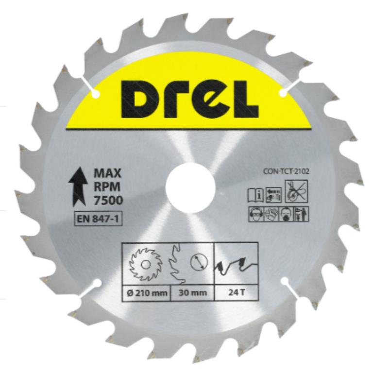 Piła tarczowa DREL CV do drewna ze spiekiem 210 x 30 mm 24T