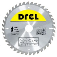 Piła tarczowa DREL CV do drewna ze spiekiem 210 x 30 mm 40T